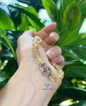 Vòng Thạch Anh Tóc Vàng Ánh Kim A6mm Mix Charm Vàng 24k